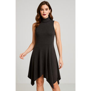 Women's LOVE CULTURE Charcoal Sleeveless Asymmetrical Dress‎ Med Soft Goth Boho